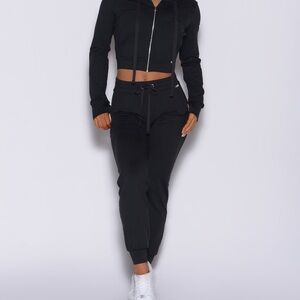 Bombshell Sportswear Jet Black Jogger Set Jacket and Pants